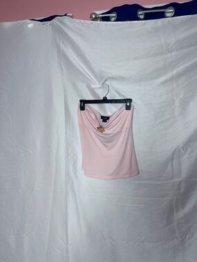 Strapless Light Pink Cowl Neck Top with Gold Accent